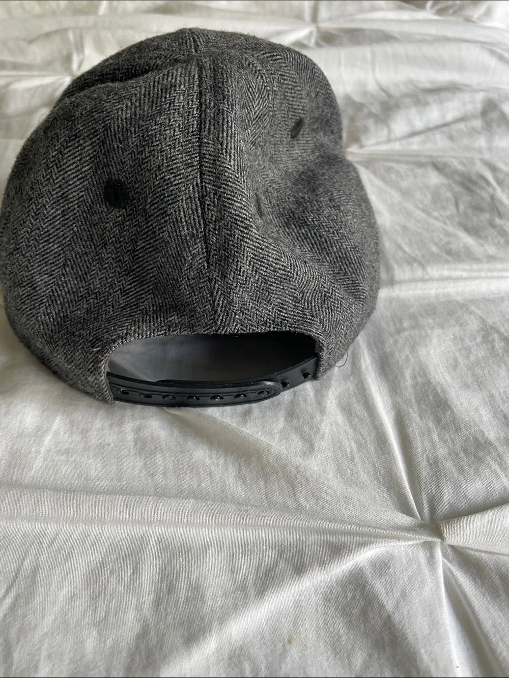 Binky Boo Kids Gray Herringbone Cap with Leather Patch (Toddler size)